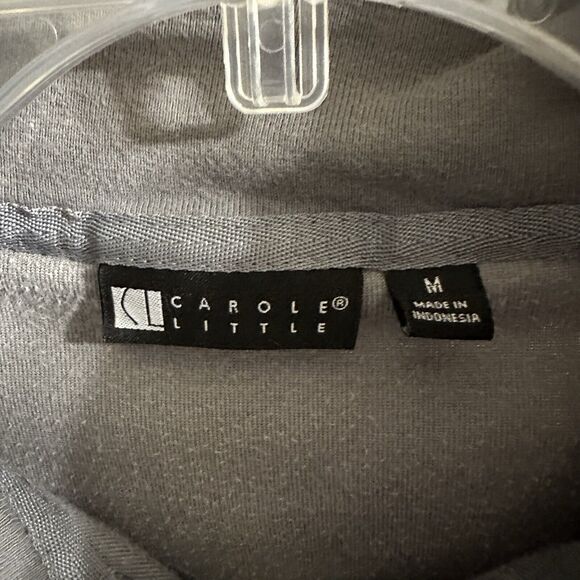 Carole Little Gray Velour Velvet Zip Up Jacket Sequin Rose Floral Wimsigoth M - Picture 5 of 7